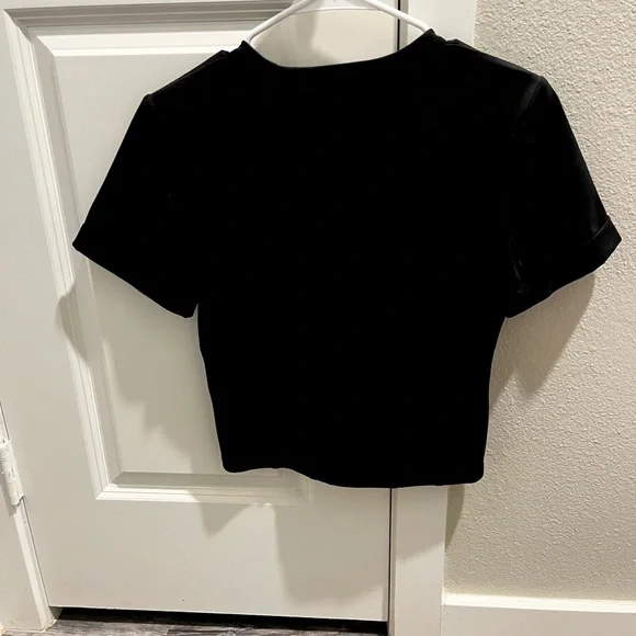 Veronica Beard Ankara Black Short Sleeve pleated waist Tee xs NWT - Picture 3 of 7